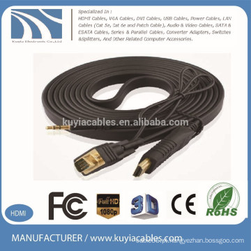 Marca Kuyia preço de fábrica Cabo HDMI para cabo VGA com áudio 3,5 mm para 1080p